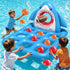 Inflatable Pool Toys Games, Fun 2-In-1 Shark Pool Water Games Floating, Giant Tic Tac Toe Game with 10 Balls & Football - Family Pool Party Beach Game Toys for Kids Ages 6+ Adults Teens