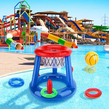 Inflatable Ring Throwing Ferrule Game Floating Basketball Hoop Interactive Water Sport Toy Party Favor Beach Fun Pool Accessory