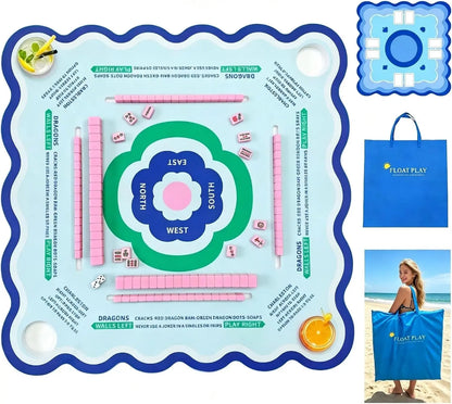 Floating Mahjong Table for Pool, 31.5" EVA Double Sided with Bag