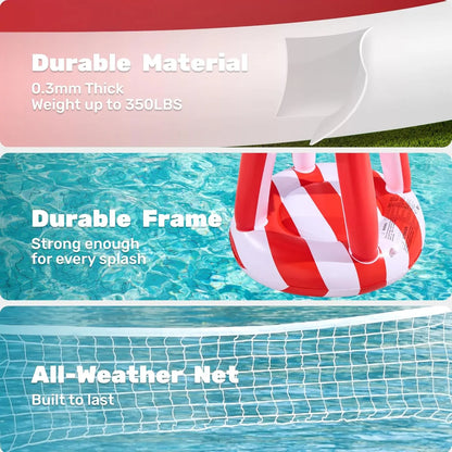 4Th of July Pool Games Set, Inflatable Pool Floats Set American Flag Volleyball Net &amp; Basketball Hoops, Swimming Pool Game Toy for Kids and Adults, Floating, Volleyball Court (105”X35”)