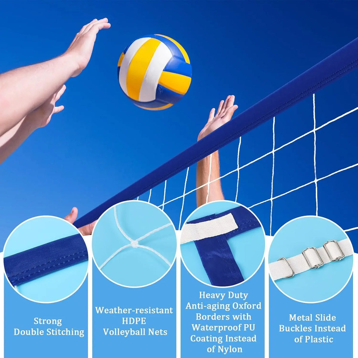 Upgraded Pool Volleyball Net, 15X3Ft Pool Volleyball Net for Inground Pool Games for Adults and Family 2026 Summer Pool Floaties Party Gift