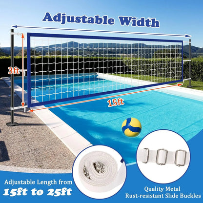 Upgraded Pool Volleyball Net, 15X3Ft Pool Volleyball Net for Inground Pool Games for Adults and Family 2026 Summer Pool Floaties Party Gift