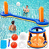 Pool Toys Games Set - 3 in 1 Pool Volleyball Net Basketball Hoop Ring Toss Game Inflatable Floats Water Floating Volleyball Swimming Pools Games Party Gift for Kids Adults (Orange&Blue, XL)
