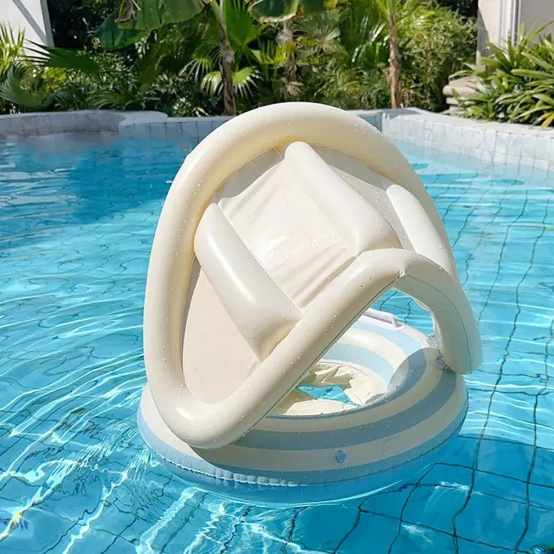 Baby Swimming Float Inflatable Circle Baby Pool Float Ring with Sunshade Baby Bathing Swimming Pool Toys for Babies 3-36 Months