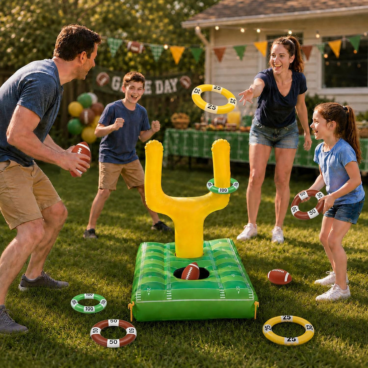 Ultimate Inflatable Football Pool Ring Toss Game - 3-in-1 Floating Target for Unforgettable Summer Fun at the Pool, Beach, or Backyard - Durable PVC Design for Kids and Adults