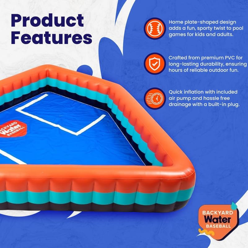 Exciting Home Plate-Shaped Inflatable Pool for Endless Summer Fun – Durable &amp; Spacious for Kids and Adults – Includes Easy-to-Use Electric Air Pump