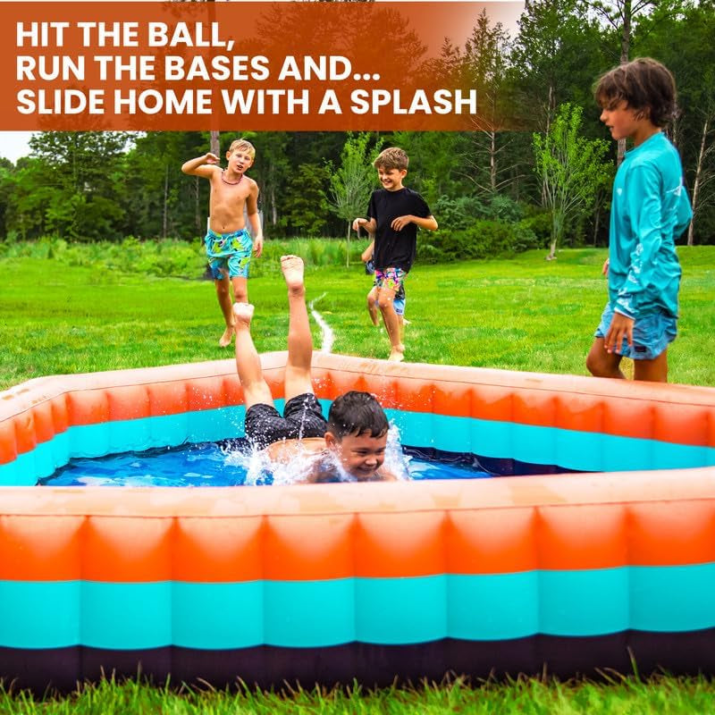 Exciting Home Plate-Shaped Inflatable Pool for Endless Summer Fun – Durable &amp; Spacious for Kids and Adults – Includes Easy-to-Use Electric Air Pump