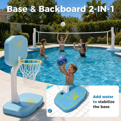 2-In-1 Pool Volleyball Net&amp;Pool Basketball Hoop