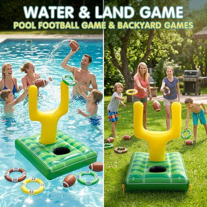 Ultimate Inflatable Football Pool Ring Toss Game - 3-in-1 Floating Target for Unforgettable Summer Fun at the Pool, Beach, or Backyard - Durable PVC Design for Kids and Adults
