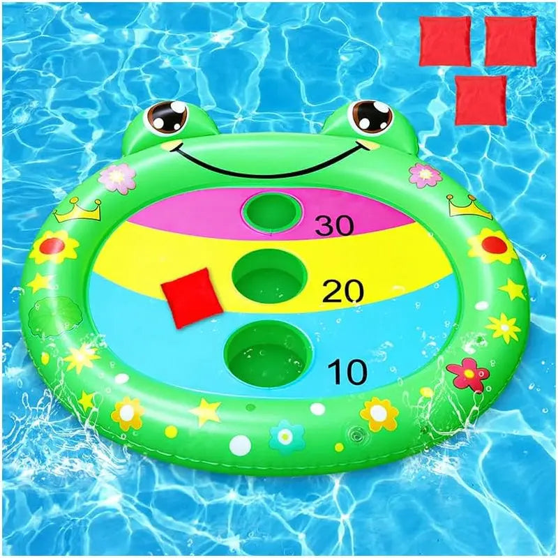 Kids Pool Toys Inflatable Frog Pool Cornhole Board Floating Games | Fun Outdoor Swim Play for Adults Family,Cool Summer Party Gift for 6 7 8 9 10 12 Year Olds