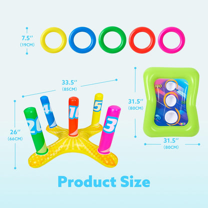 Ultimate Summer Fun: 2 Sets Inflatable Pool Toss Game Combo with Ring Toss &amp; Corn-Toss for Kids and Adults