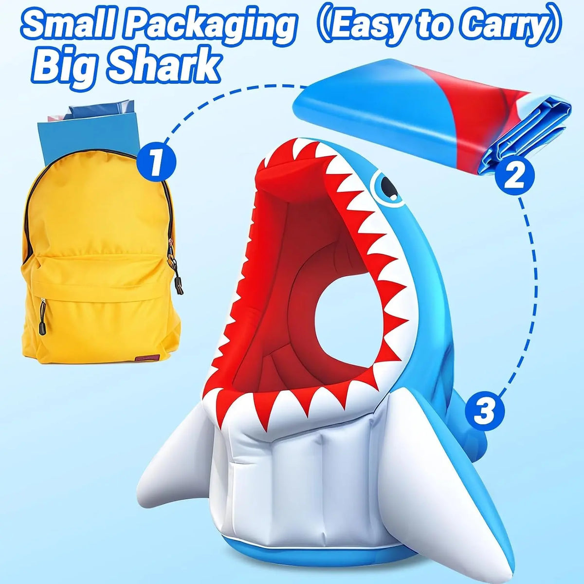 Shark Pool Toys, 3-In-1 Inflatable Pool Floats Kids Outdoor Pool Games