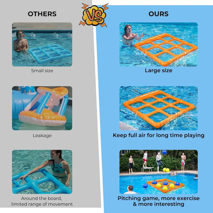 Pool Toys Games Set- Tic Tac Toe Inflatable Pool Toy with 10 Balls - for Adults Teens Kids 2-10 Players