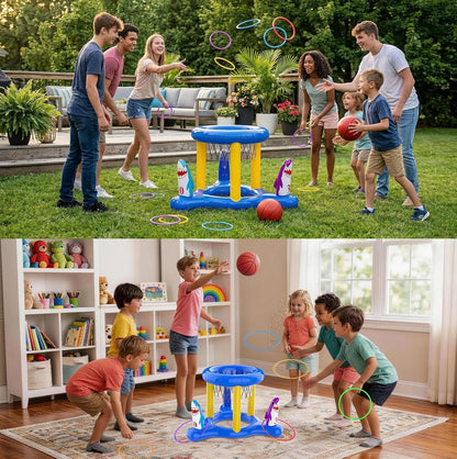 Pool Games Toys Set for Kids, Floating Pool Basketball Hoops &amp; Pool Ring Toss Game, Swimming Pool Toys for Kids Ages 4-8 8-12, Teens, Adults and Family