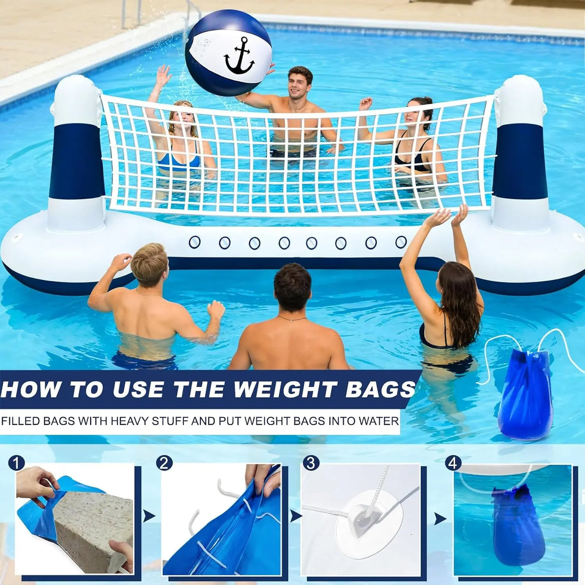 Inflatable Pool Toys Games Set Pool Volleyball Net